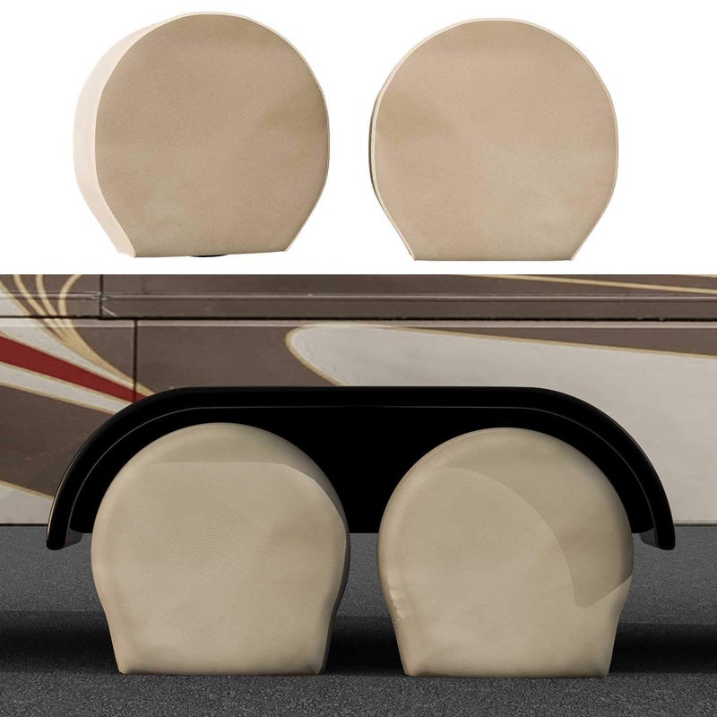 TCP Global Set of 4 Oxford Canvas Wheel Tire Covers for RV, Truck & Trailer, 27"-29" Diameter - Image 1
